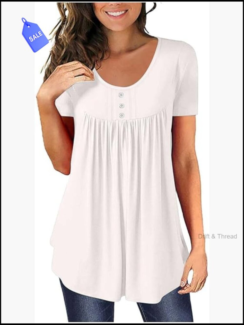 Loose Fit Tunic Top Short Sleeve Flowy Blouse for Leggings